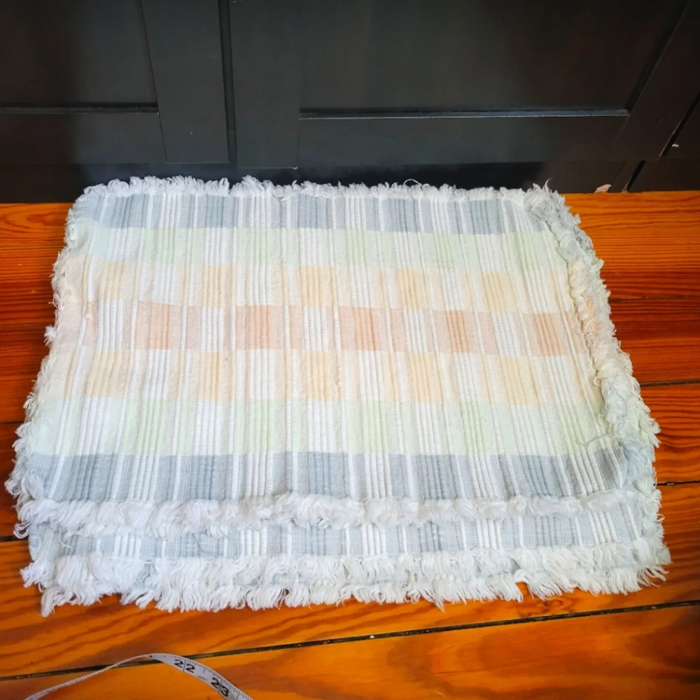 X7 Pastel Striped Checker Fringe Frayed Hem Placemats Spring Easter